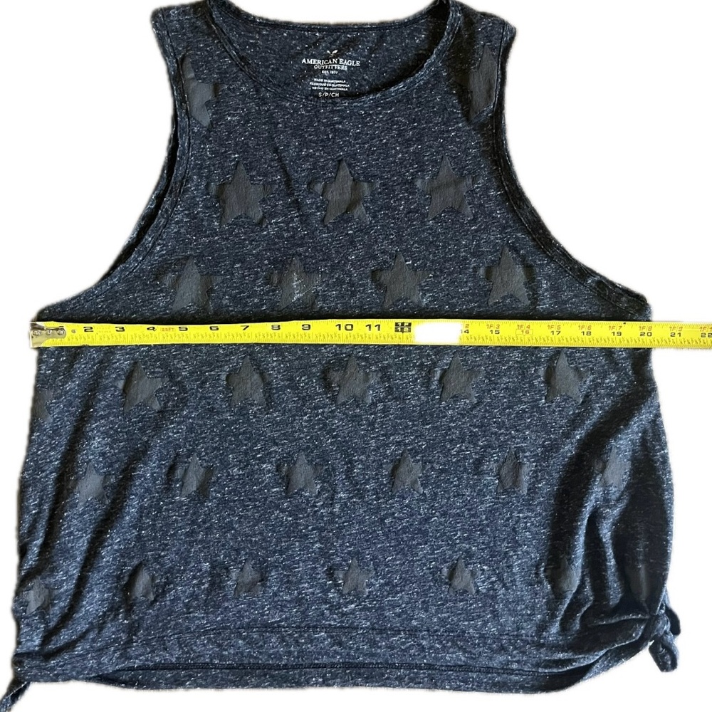 American Eagle Outfitters Star Patterned Navy/Dark Gray Muscle Tee. Size Small - Picture 4 of 10